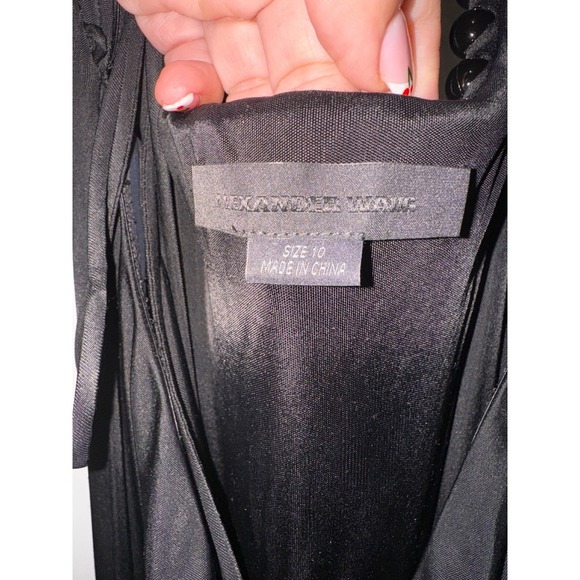 Alexander Wang Halter Dress Cutout Beaded Trim Bodycon Black Size 10 - Picture 8 of 12